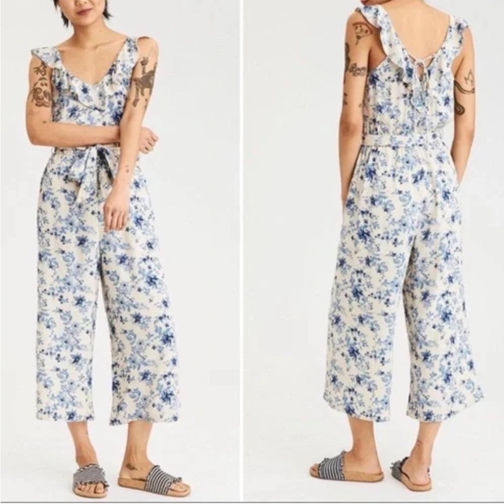 American Eagle floral pant romper